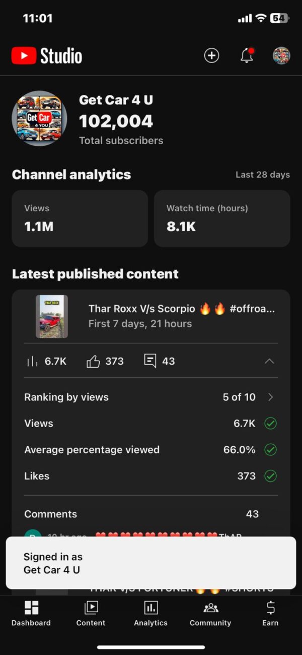 100k+ Subscribers / Category - Cars/Vehichles