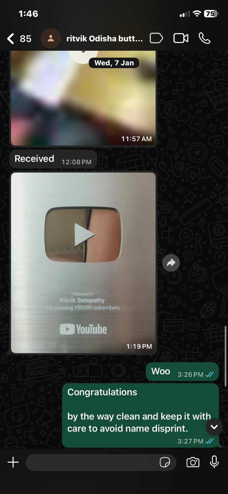 Buyer delivery confirmation chat